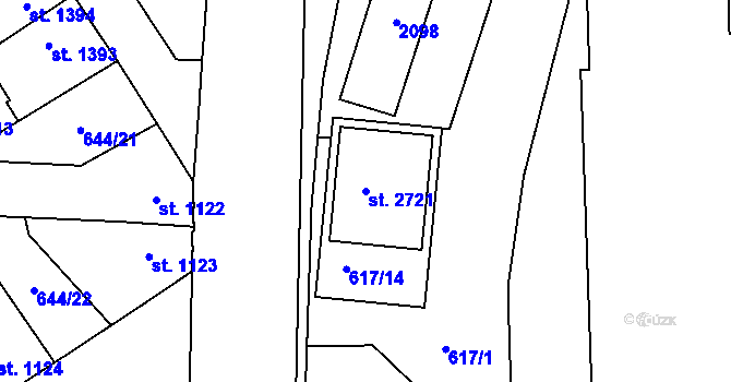 Parcela st. 2721 v KÚ Kukleny, Katastrální mapa