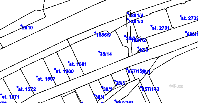 Parcela st. 35/14 v KÚ Kukleny, Katastrální mapa