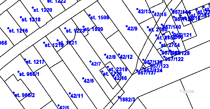 Parcela st. 42/8 v KÚ Kukleny, Katastrální mapa