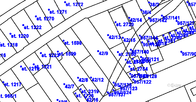 Parcela st. 42/9 v KÚ Kukleny, Katastrální mapa