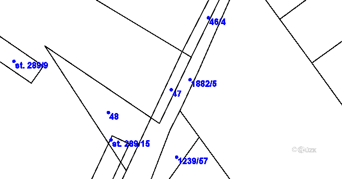 Parcela st. 47 v KÚ Kukleny, Katastrální mapa