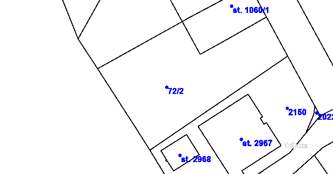 Parcela st. 72/2 v KÚ Kukleny, Katastrální mapa