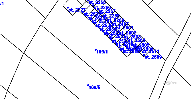 Parcela st. 109/1 v KÚ Kukleny, Katastrální mapa