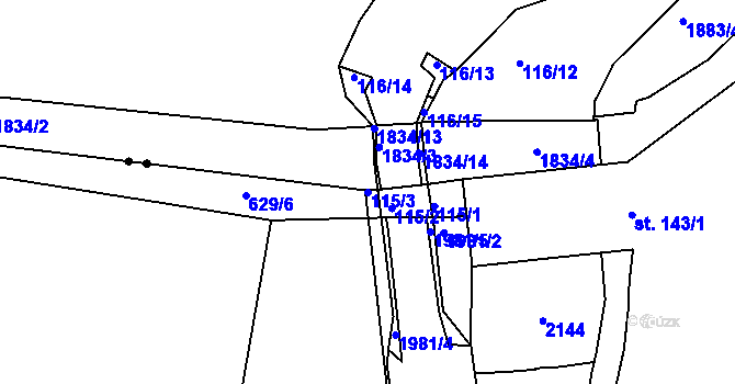 Parcela st. 115/3 v KÚ Kukleny, Katastrální mapa