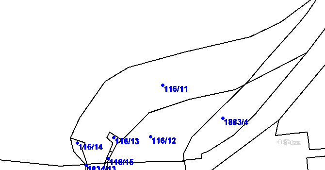 Parcela st. 116/11 v KÚ Kukleny, Katastrální mapa