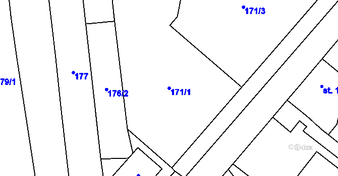 Parcela st. 171/1 v KÚ Kukleny, Katastrální mapa