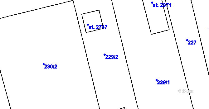 Parcela st. 229/2 v KÚ Kukleny, Katastrální mapa