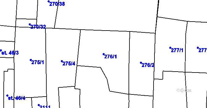 Parcela st. 276/1 v KÚ Kukleny, Katastrální mapa