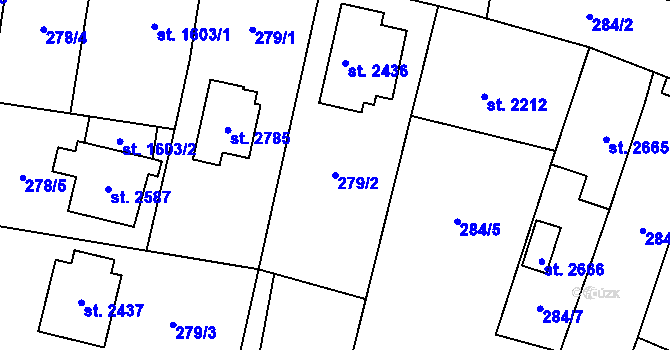 Parcela st. 279/2 v KÚ Kukleny, Katastrální mapa