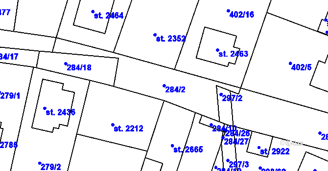 Parcela st. 284/2 v KÚ Kukleny, Katastrální mapa
