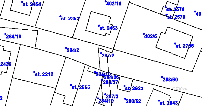 Parcela st. 297/2 v KÚ Kukleny, Katastrální mapa