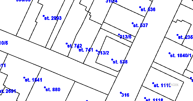 Parcela st. 313/2 v KÚ Kukleny, Katastrální mapa