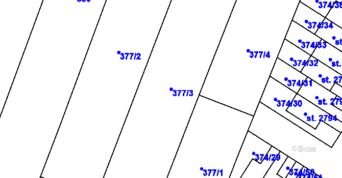 Parcela st. 377/3 v KÚ Kukleny, Katastrální mapa