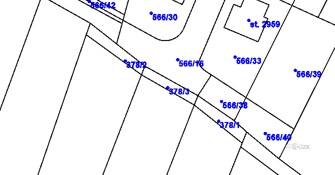 Parcela st. 378/3 v KÚ Kukleny, Katastrální mapa