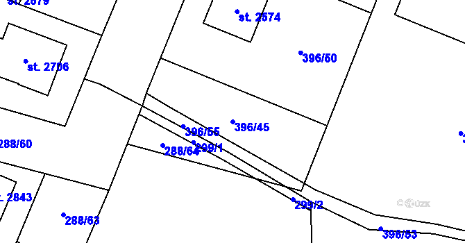 Parcela st. 396/45 v KÚ Kukleny, Katastrální mapa