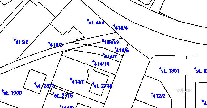 Parcela st. 414/2 v KÚ Kukleny, Katastrální mapa