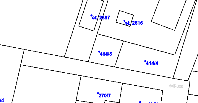Parcela st. 414/5 v KÚ Kukleny, Katastrální mapa