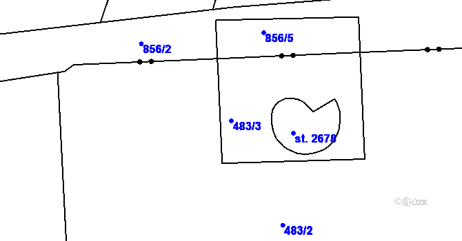 Parcela st. 483/3 v KÚ Kukleny, Katastrální mapa