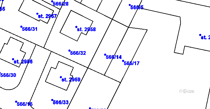 Parcela st. 566/14 v KÚ Kukleny, Katastrální mapa