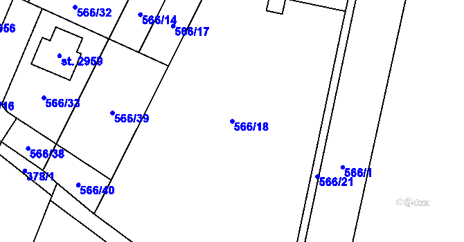 Parcela st. 566/18 v KÚ Kukleny, Katastrální mapa