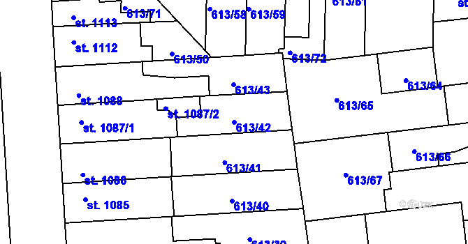 Parcela st. 613/42 v KÚ Kukleny, Katastrální mapa