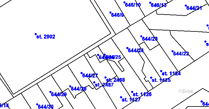 Parcela st. 644/25 v KÚ Kukleny, Katastrální mapa