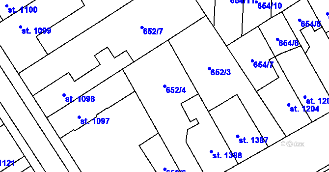 Parcela st. 652/4 v KÚ Kukleny, Katastrální mapa