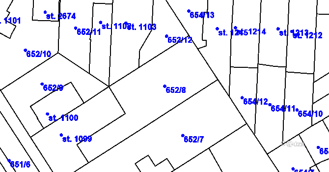 Parcela st. 652/8 v KÚ Kukleny, Katastrální mapa