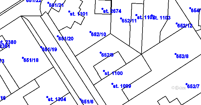 Parcela st. 652/9 v KÚ Kukleny, Katastrální mapa
