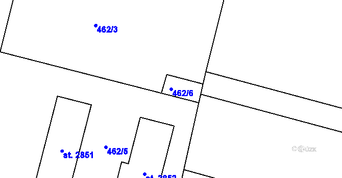 Parcela st. 462/6 v KÚ Kukleny, Katastrální mapa