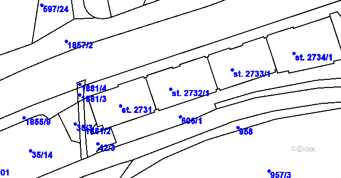 Parcela st. 2732/1 v KÚ Kukleny, Katastrální mapa