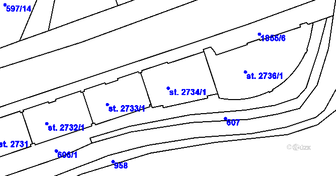 Parcela st. 2734/1 v KÚ Kukleny, Katastrální mapa