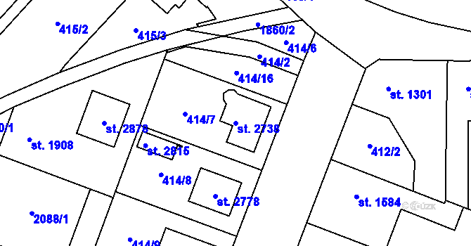 Parcela st. 2738 v KÚ Kukleny, Katastrální mapa