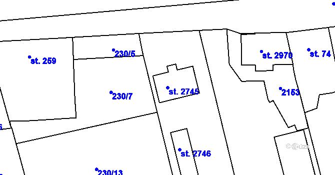 Parcela st. 2745 v KÚ Kukleny, Katastrální mapa