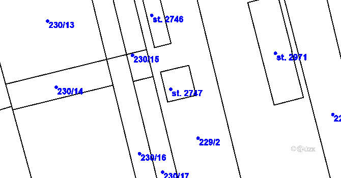 Parcela st. 2747 v KÚ Kukleny, Katastrální mapa