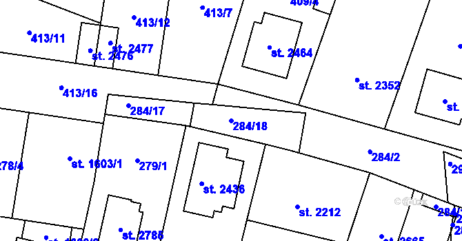 Parcela st. 284/18 v KÚ Kukleny, Katastrální mapa
