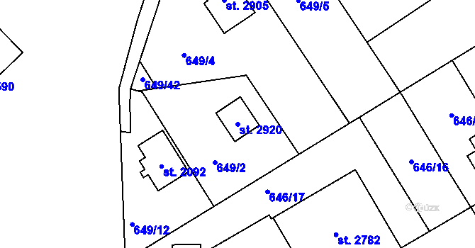 Parcela st. 2920 v KÚ Kukleny, Katastrální mapa