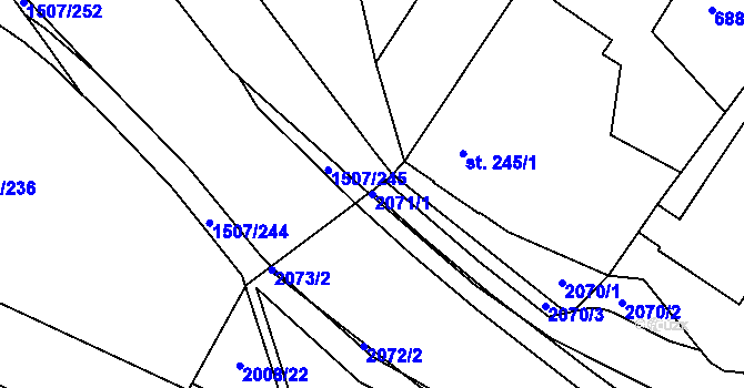 Parcela st. 2071/1 v KÚ Kukleny, Katastrální mapa