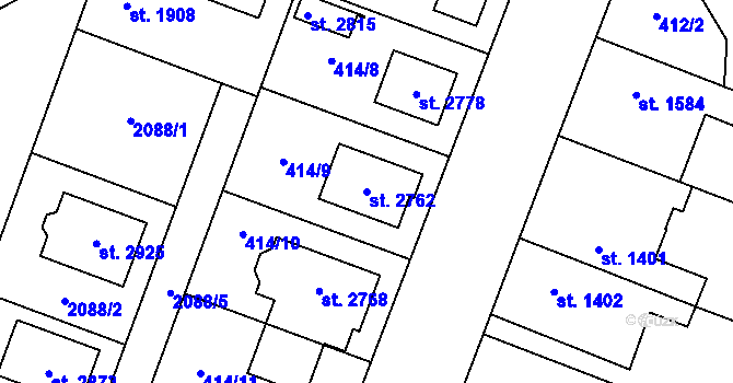 Parcela st. 2762 v KÚ Kukleny, Katastrální mapa