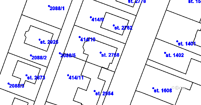 Parcela st. 2768 v KÚ Kukleny, Katastrální mapa