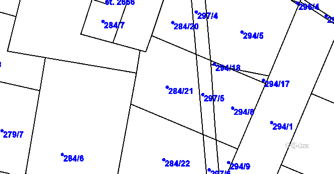 Parcela st. 284/21 v KÚ Kukleny, Katastrální mapa