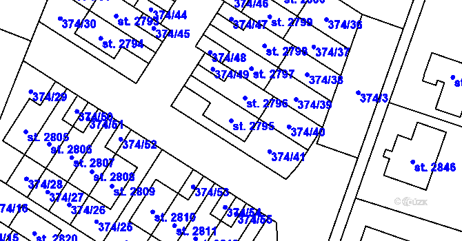 Parcela st. 2795 v KÚ Kukleny, Katastrální mapa