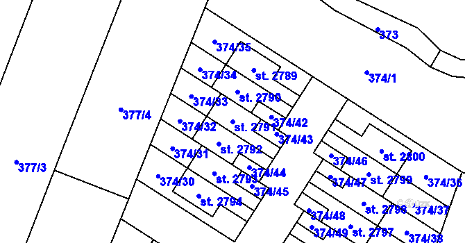 Parcela st. 2791 v KÚ Kukleny, Katastrální mapa