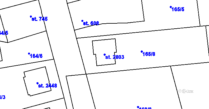 Parcela st. 2803 v KÚ Kukleny, Katastrální mapa