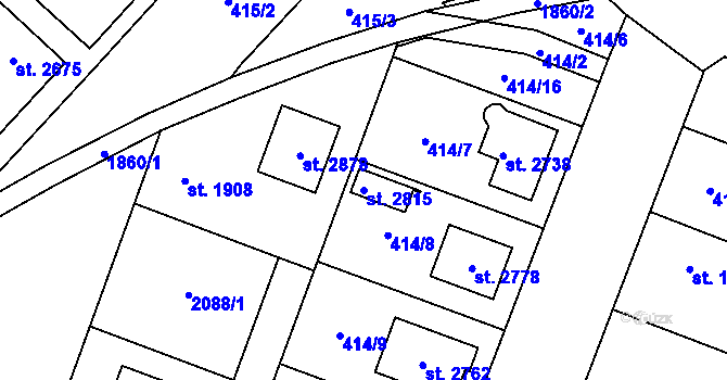 Parcela st. 2815 v KÚ Kukleny, Katastrální mapa