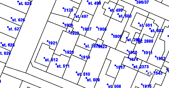 Parcela st. 2826 v KÚ Kukleny, Katastrální mapa