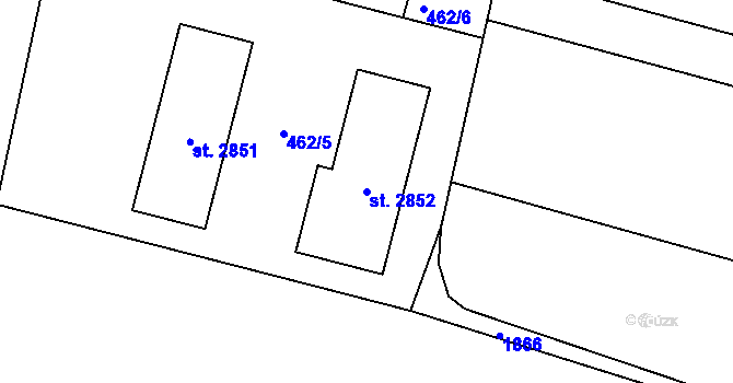 Parcela st. 2852 v KÚ Kukleny, Katastrální mapa