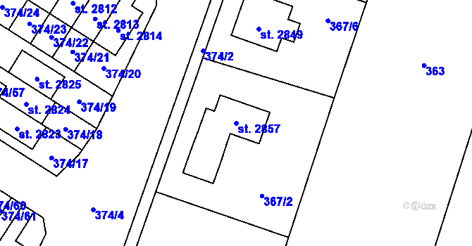 Parcela st. 2857 v KÚ Kukleny, Katastrální mapa