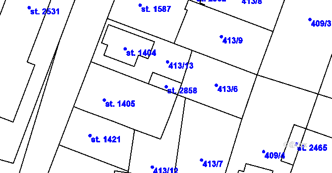 Parcela st. 2858 v KÚ Kukleny, Katastrální mapa
