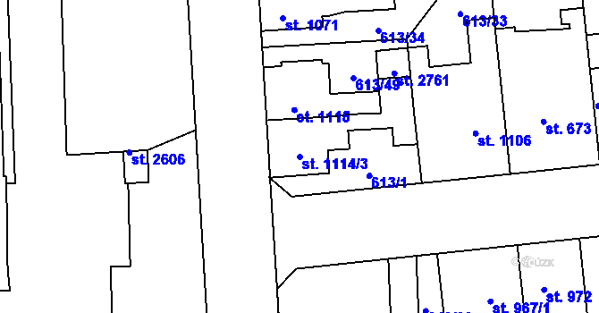 Parcela st. 1114/3 v KÚ Kukleny, Katastrální mapa